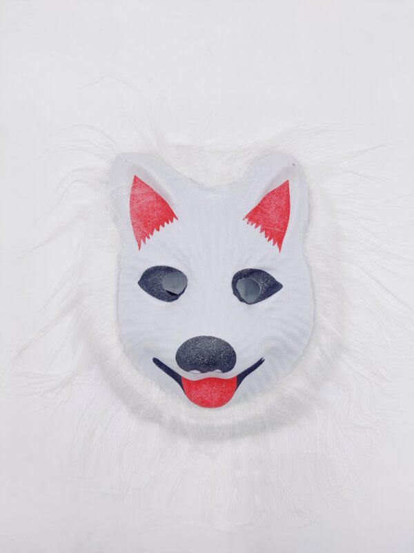 White Wolf Mask with Faux Fur for Kids and Costume Parties