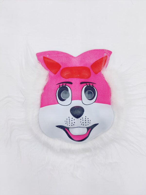 Cute Pink Animal Mask with Fur for Kids and Costume Parties