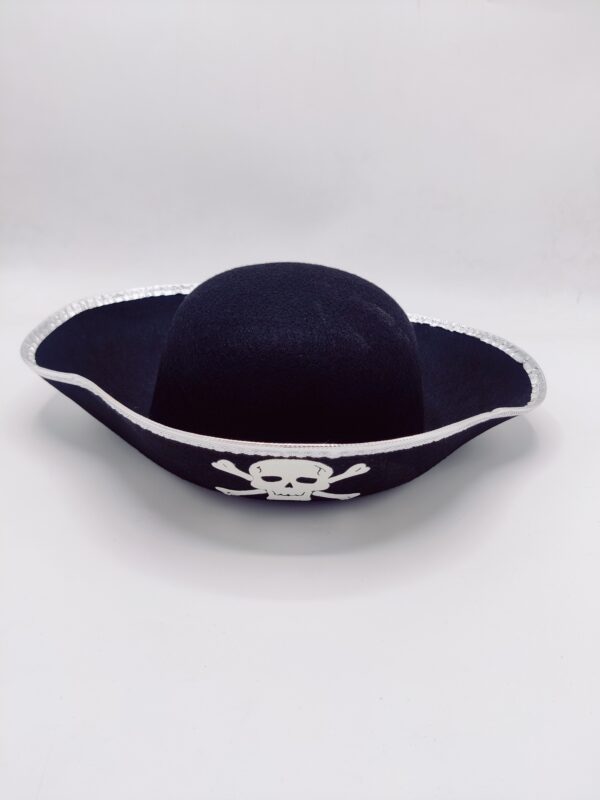 Pirate Captain Hat for Kids - Black Skull Design with Golden Trim - Image 2