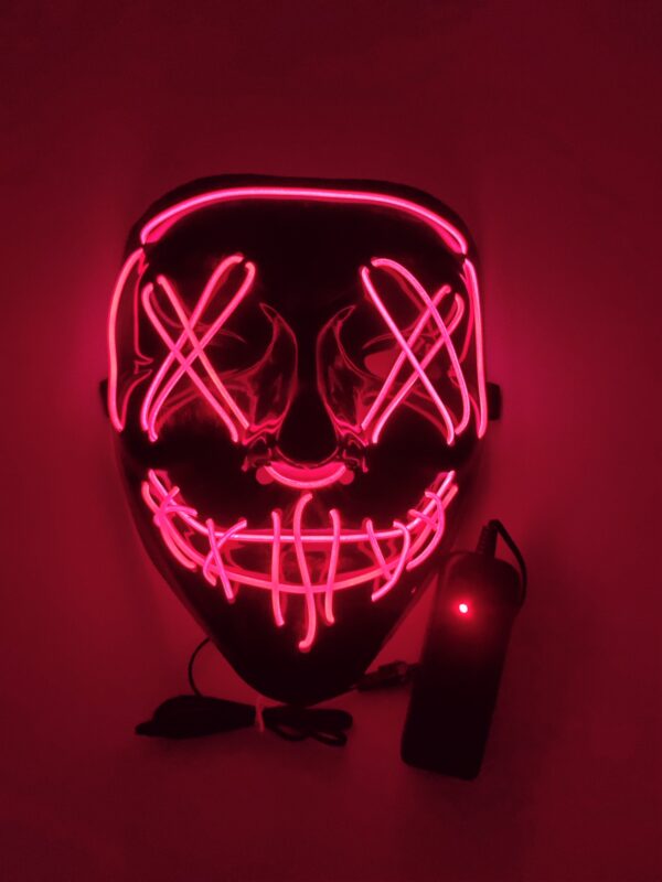 LED Neon Purge Mask for Halloween and Parties - Glow in the Dark Design - Image 3